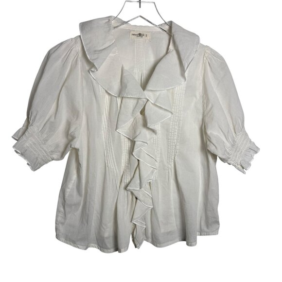 Natural Life White Cotton Ruffle Front Blouse Women’s Size Small boho - Picture 6 of 10